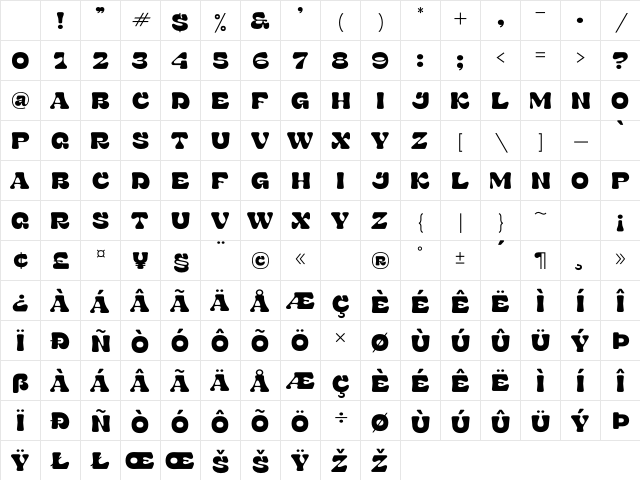Stora Regular Character Map