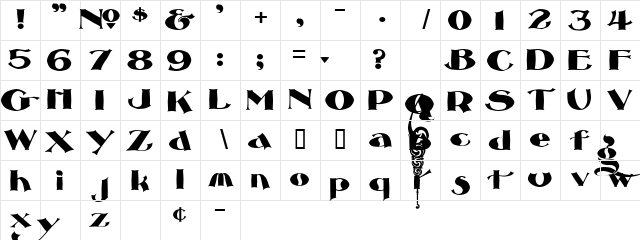 LHF Henderson Roman Regular Character Map