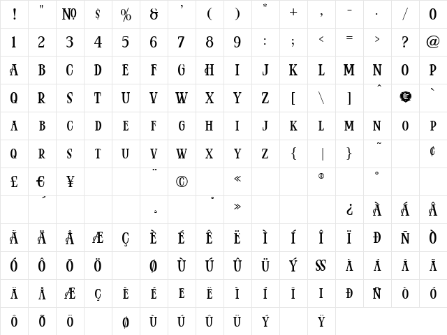 LHF Hertford REG Regular Character Map LHF Hertford REG Regular Character Map