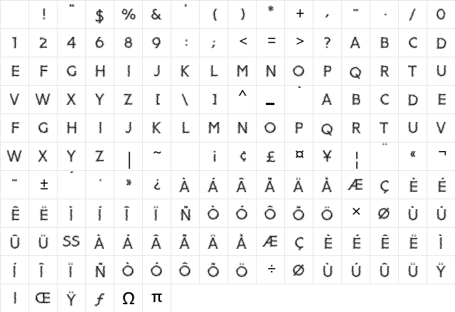 Strobos Std Regular Character Map Strobos Std Regular Character Map