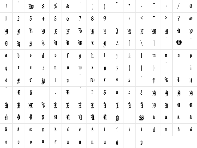 LHF Hindlewood BETA Regular Character Map