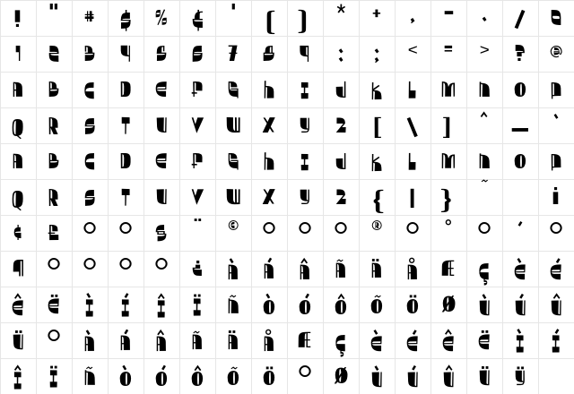 Stunthouse Regular Character Map