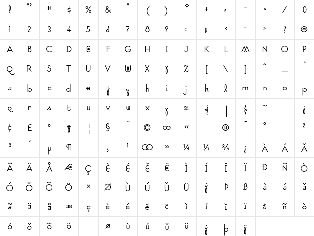 Suburban Light Character Map