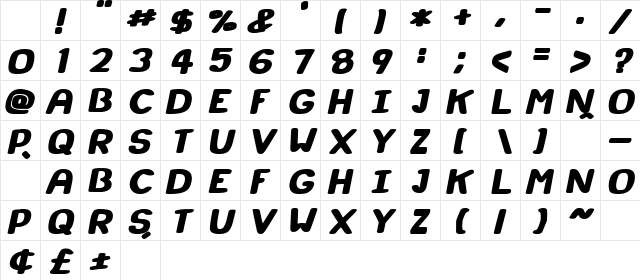 Super Marker Italic Character Map