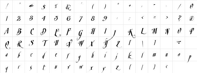 LHF Mirage ITALIC Regular Character Map