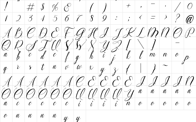 Sweety Girl Regular Character Map