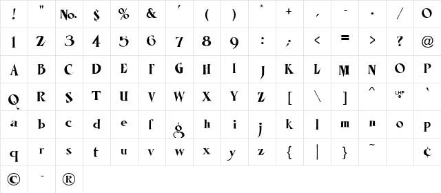 LHF Mister Kooky Regular Character Map
