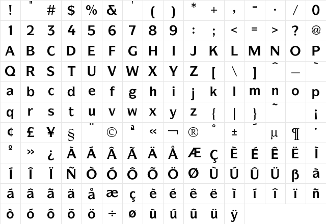 Symbol Bold Character Map Symbol Bold Character Map