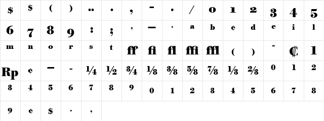 BodoniBEExpert Bold Character Map