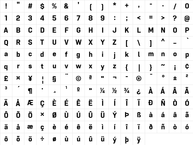 Tamba Sans Demo Bold Character Map