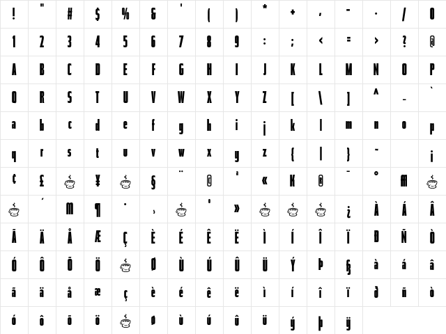 Tasse Black Comp Character Map