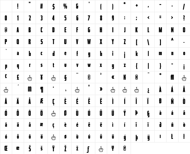 Tasse Black Cond Character Map Tasse Black Cond Character Map