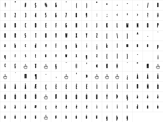 Tasse MediumCompressed Character Map Tasse MediumCompressed Character Map