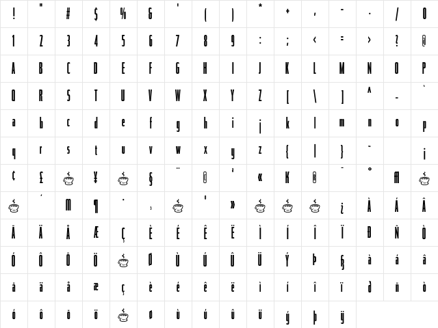 Tasse Regular Comp Character Map Tasse Regular Comp Character Map