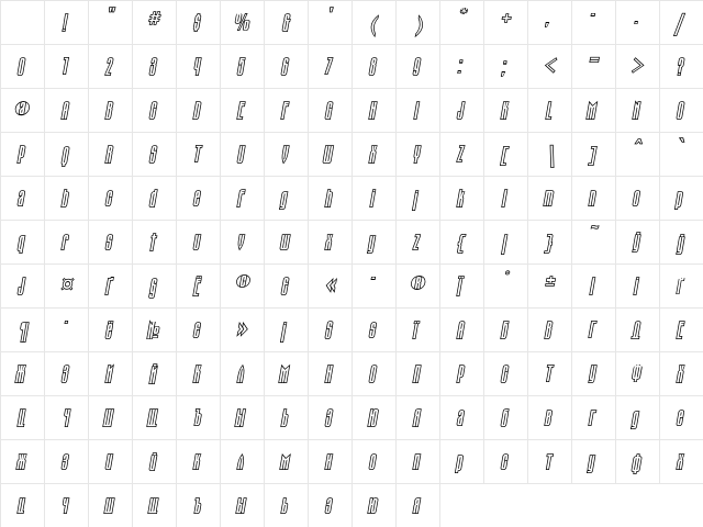 TauernC Regular Character Map