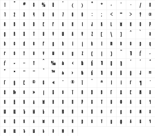 TauernIC Regular Character Map