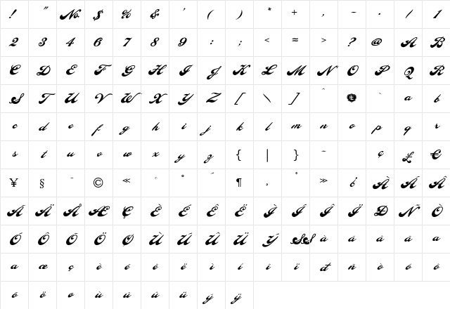 LHF Pilsner Regular Character Map