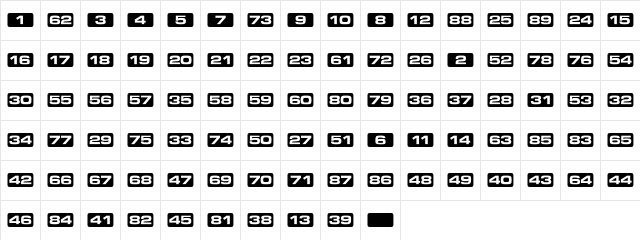 Television P01 Character Map