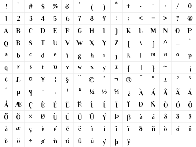 TemaCantante Bold Character Map