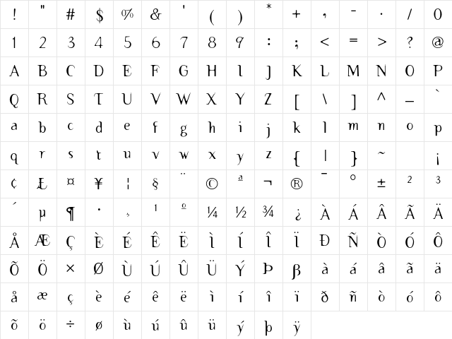 TemaCantante Regular Character Map
