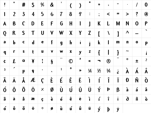 TemaCantanteSans Bold Character Map