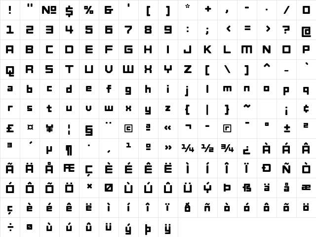 Tetra ITC Std Bold Character Map