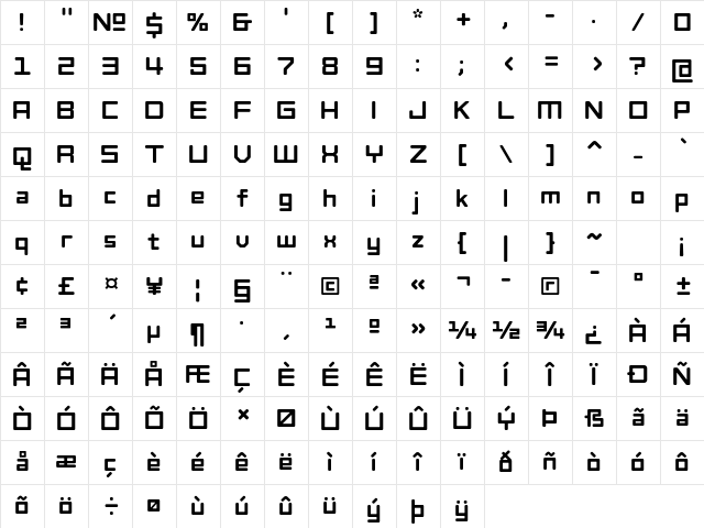 Tetra ITC Std Book Character Map
