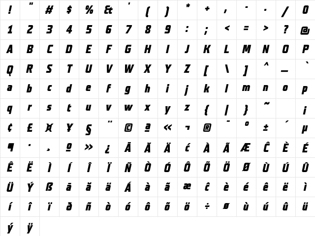 Teuton Fett Bold Italic Character Map Teuton Fett Bold Italic Character Map