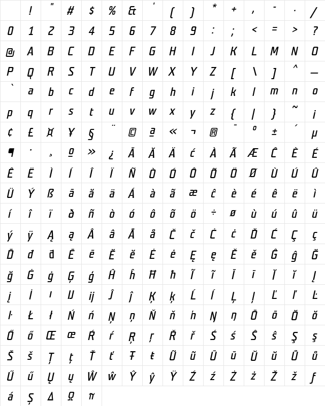 Teuton Hell Bold Italic Character Map Teuton Hell Bold Italic Character Map
