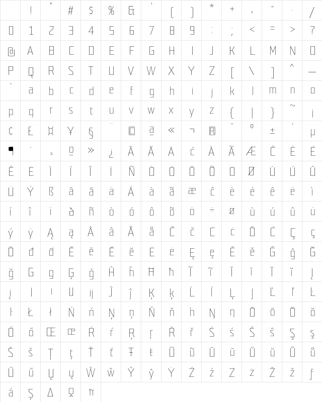 Teuton Weiss Regular Character Map Teuton Weiss Regular Character Map