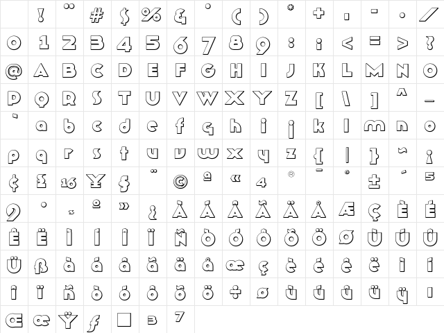 TFRoux ShadedOne Character Map TFRoux ShadedOne Character Map