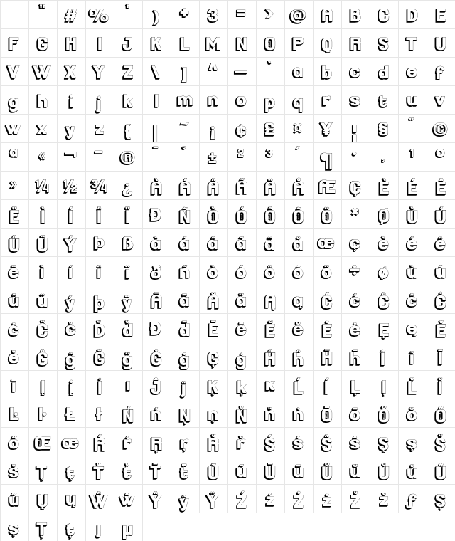 THE BOKRUN Trial SHADOW Regular Character Map THE BOKRUN Trial SHADOW Regular Character Map