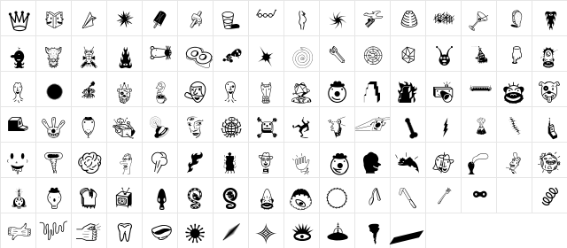 Thingbat Regular Character Map