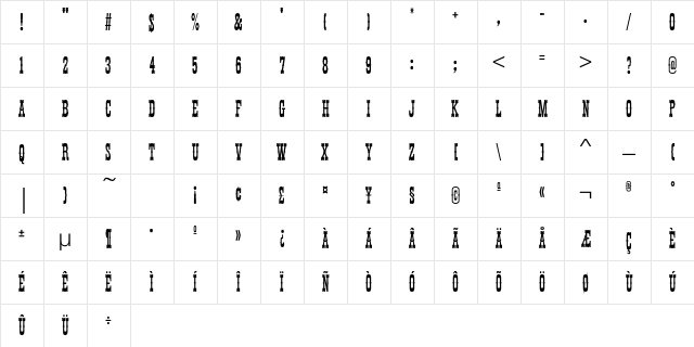 ThunderbirdEF-ExtraCondensed Regular Character Map ThunderbirdEF-ExtraCondensed Regular Character Map