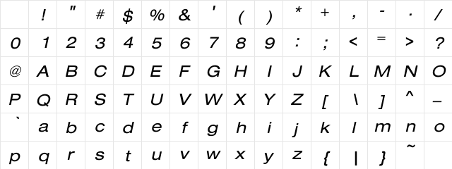 Addington Ext Oblique Regular Character Map Addington Ext Oblique Regular Character Map