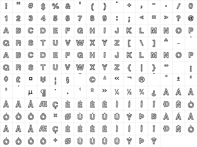 TigerteethICG Regular Character Map
