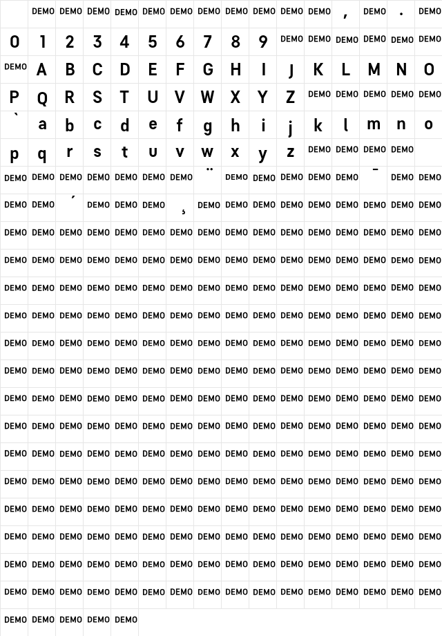 Tilson Bold Demo Regular Character Map