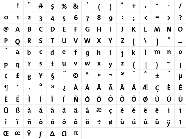 TMixBold Regular Character Map TMixBold Regular Character Map