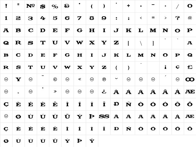 LHF The Bat Regular Character Map