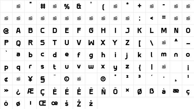 Toleis Black Regular Character Map