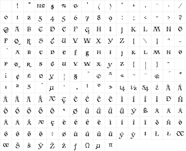 Tomism Swash ITC Std Regular Character Map Tomism Swash ITC Std Regular Character Map