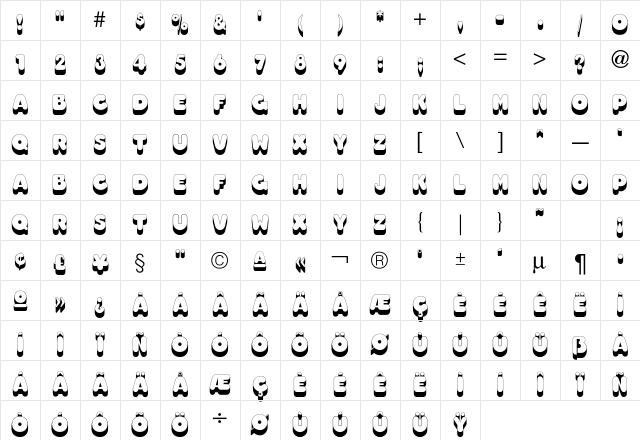 Too MuchShadow Character Map