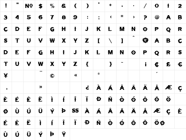 LHF Tonic NERVE Regular Character Map LHF Tonic NERVE Regular Character Map