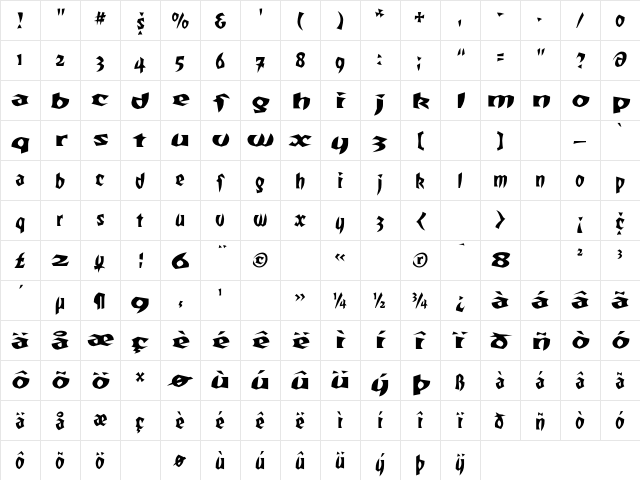 TotallyGothicWideCaps Regular Character Map