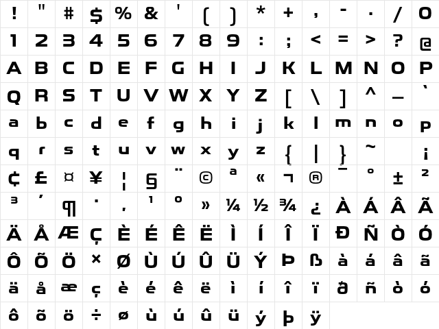 Toxigenesis Bold Character Map