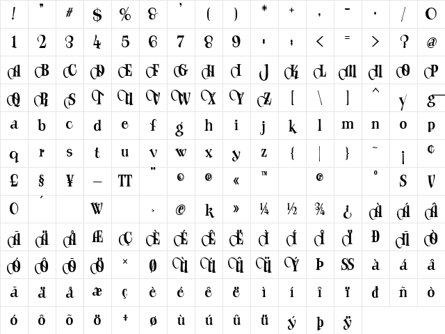 LHF Wade Grotesque CASUAL SWASH Regular Character Map