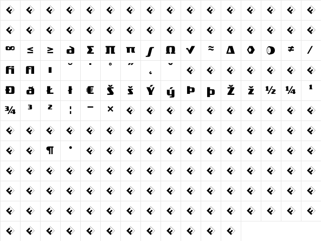 TradeMarker BoldExp Character Map