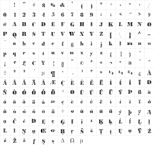 BodoniPlant2 Regular Character Map BodoniPlant2 Regular Character Map