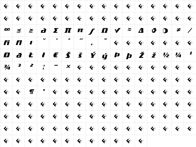 TradeMarker BoldItalicExp Character Map TradeMarker BoldItalicExp Character Map