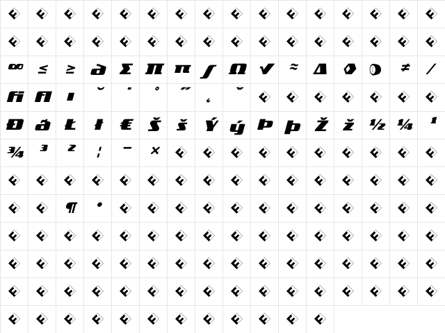 TradeMarker FatItalicExp Character Map